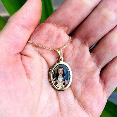 Colar com Medalha Oval de Santa Filomena