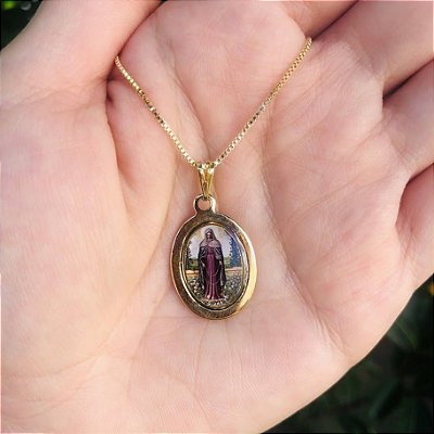 Colar com Medalha Oval de Nossa Senhora das Lágrimas
