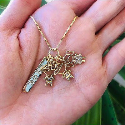 Colar com Pingente Filhos e Amor - Com 3 crianças