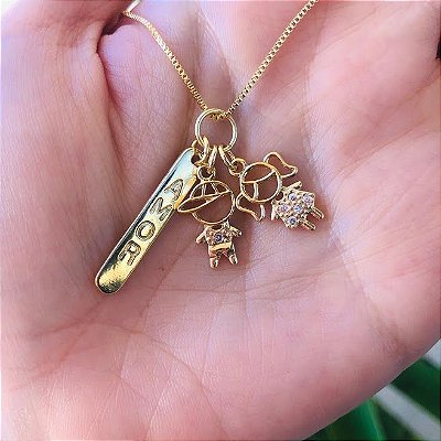 Colar com Pingente Filhos e Amor - Com 2 crianças