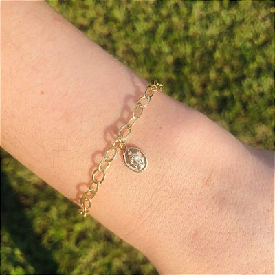 Pulseira / Cadeia elo com Medalha Milagrosa de Nossa Senhora das Graças