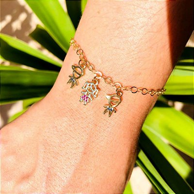 Pulseira elo com 3 crianças