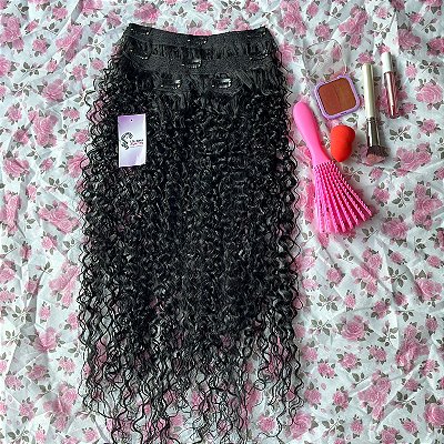 Aplique tic tac cacheado 60 cm Bio Orgânico cor preto Natural