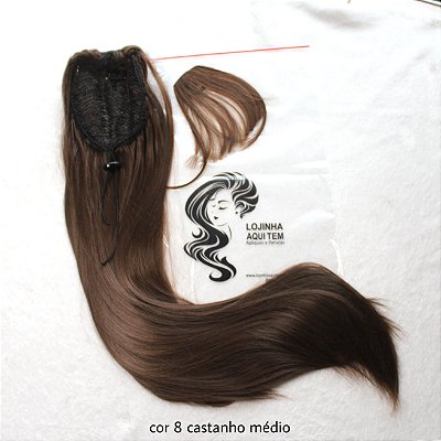 Aplique Rabo de cavalo Liso 8 castanho médio