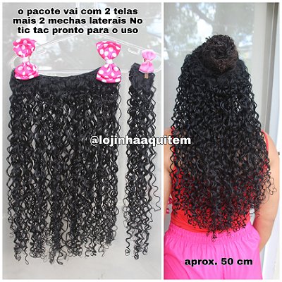 Aplique tic tac cacheado COR 1 PRETO 50 cm
