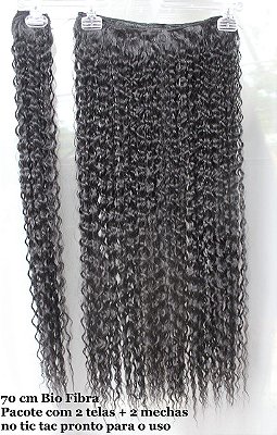 Aplique tic tac cacheado 70cm PRETO