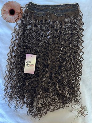 Aplique tic tac cacheado COR 4 castanho claro 50 cm
