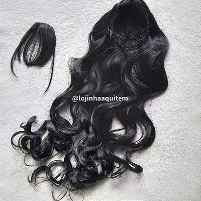 aplique Rabo de cavalo preto ondulado cod1
