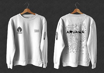 Moletom sem capuz Branco com Preto | Aruanã 1990
