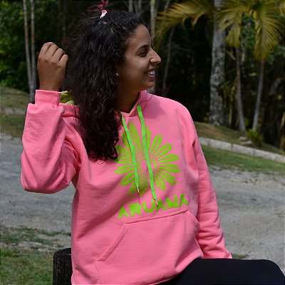 Moletom Canguru | Rosa Neon com Verde