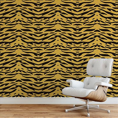 Papel De Parede Adesivo 3d Textura - Textura Horizontal Tigre Preto - Sala  - Ambientes