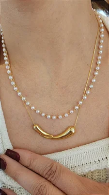 Colar Pérolinha Banhado no Ouro 18k
