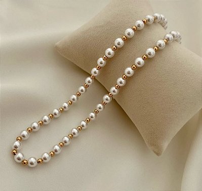 Colar Perola Banhado no Ouro 18k