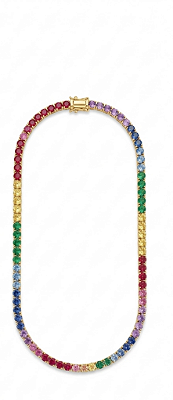 Colar Riviera Zircônia Colorida Ródio Branco