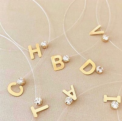 Colar Nylon com Inicial Banhado no Ouro 18k