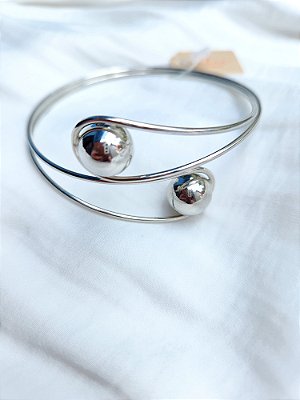 Bracelete Bola Banhado no Ródio Branco