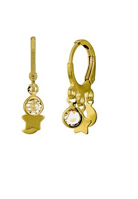 Argolinha Estrela/Coração/Ponto de Luz Banhado a Ouro 18K