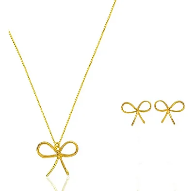 Conjunto Laço Banhado no Ouro 18k
