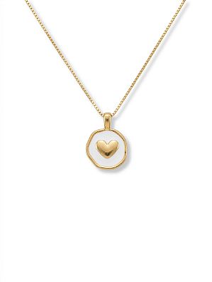 Colar Coração com Resina Banhado no Ouro 18K