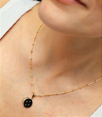 Colar Céu Estrelado com Resina Banhado no Ouro 18k