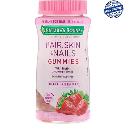 Nature's Bounty Hair Skin e Nails 80 Gomas Morango