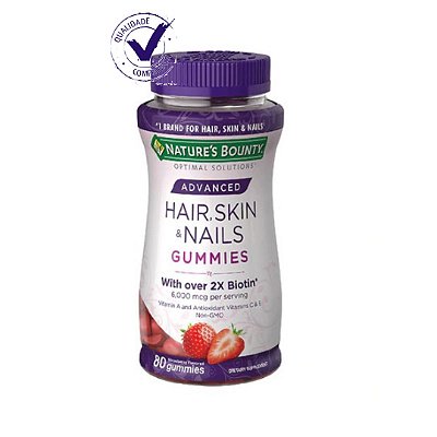 Hair Skin & Nails 80 Gummies Advanced 2X Biotina