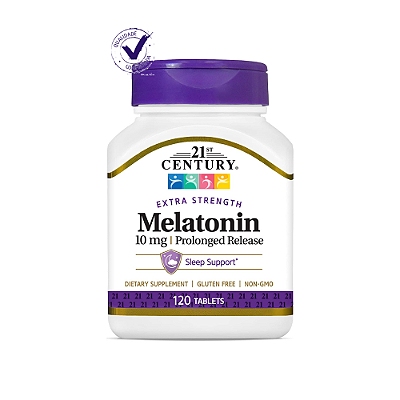 Melatonina 10 mg 21st Century, liberação prolongada - 120 tabletes