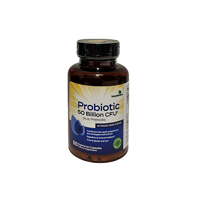 Probiótico + Prebiótico, 50 Bilhões de UFCs, 60 Cápsulas Vegetarianas (25 Bilhões de UFCs por Cápsula) - Futurebiotics