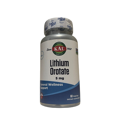 Kal Lithium Orotato 5mg - 60 Cápsulas Vegana