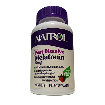 Melatonina 5 mg Fast Dissolve sublingual Sabor Morango - Natrol - 200 comprimidos