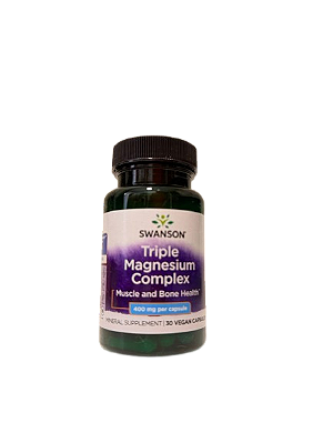 Swanson Vitamins, Complexo de Magnésio Triplo, 400 mg, 30 Cápsulas Veganas