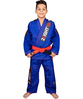 Kimono BJJ INFANTIL - linha Super Trançadinho cor Azul