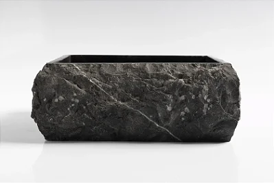 Cuba de Mármore Vulcânico Black Retangular S