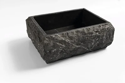 Cuba de Mármore Vulcânico Black Retangular S