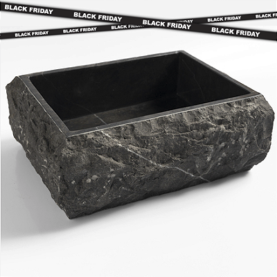 Cuba de Mármore Vulcânico Black Retangular S