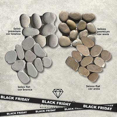 Kit de amostras Seixos Premium e Flat Light – 4 peças 10x10 cm