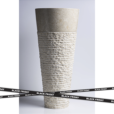 Cuba Pedestal Cream Lines - 40x40x90cm