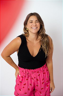 Top Coração Tricô