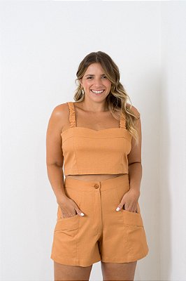 Short linho recortes