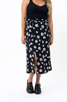 Saia Midi Fenda Floral PB