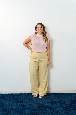 Calça Reta com Elástico Alfaiataria