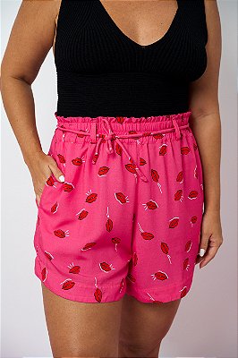 Short Boxer com Bolso Estampa Beijinhos