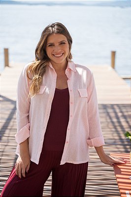 Maxi Camisa Lapela Listrada
