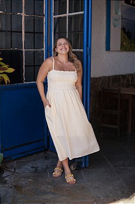 Vestido Lastex Longuete Listrado