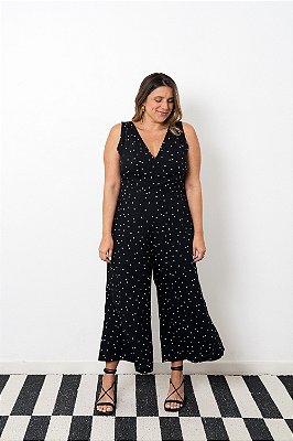 Macacão Decote V Poá