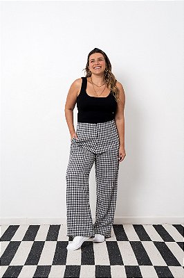 Calça Reta Elastico Vichy