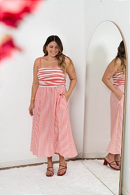 Vestido Drapeado Listrado