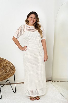 Vestido Longo Telado Tricô