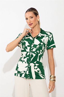 Camisa Jersey Estampa Floral Kim Verde