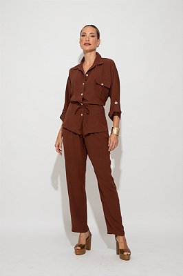 Conjunto de Calça com Parka Milly Café